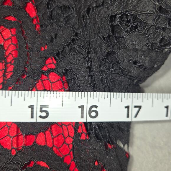 Adrianna Papell Womens Fit Flare Dress Red Black Lace Overlay Feminine Event - Picture 12 of 14